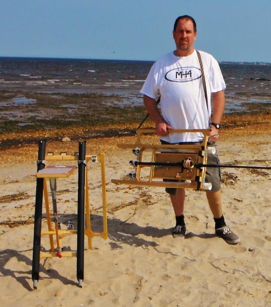 Fishing pole / sand spike carrier plus bait table by MH4 Designs