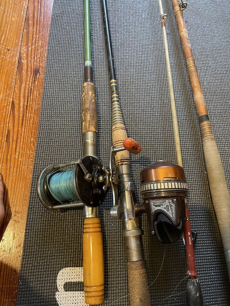 Vintage Fishing Rod and 2 Old Reels 